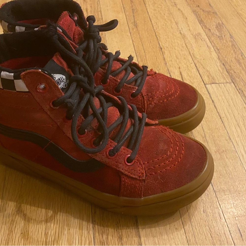 Kids size 13/1 red Vans MTE high tops